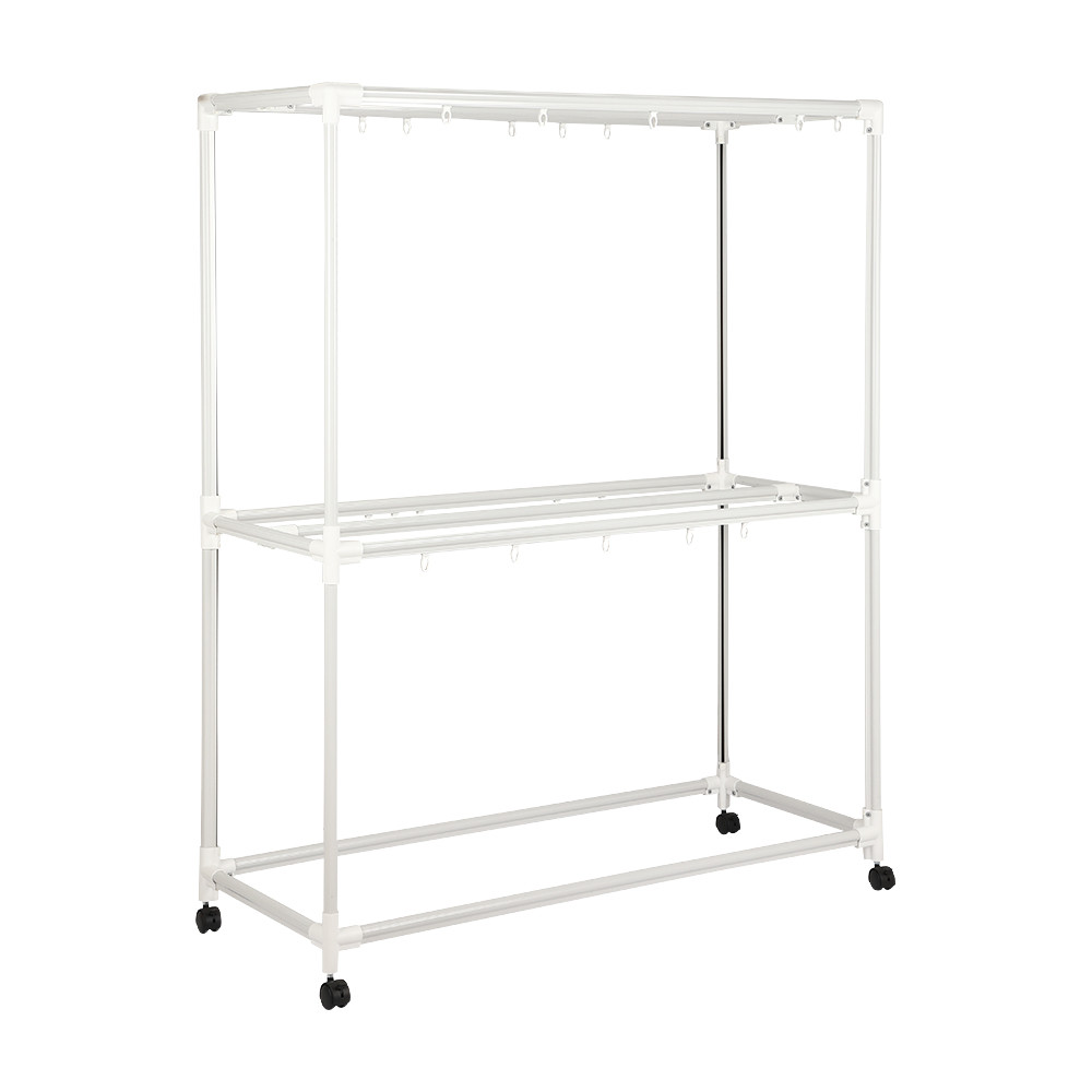 HomeHuk ราวตากผ้า 8 เส้น พร้อมล้อ รุ่นไททัน - สีขาว