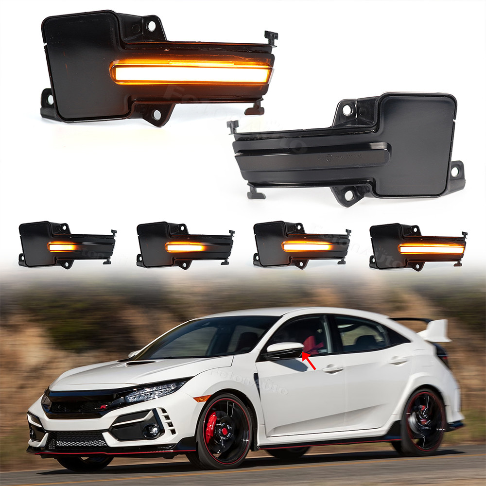 2 ชิ้นไฟเลี้ยว LED แบบไดนามิกกระจกมองหลังไฟแสดงสถานะสําหรับ Civic 10th Gen FC FK 2016~2020
