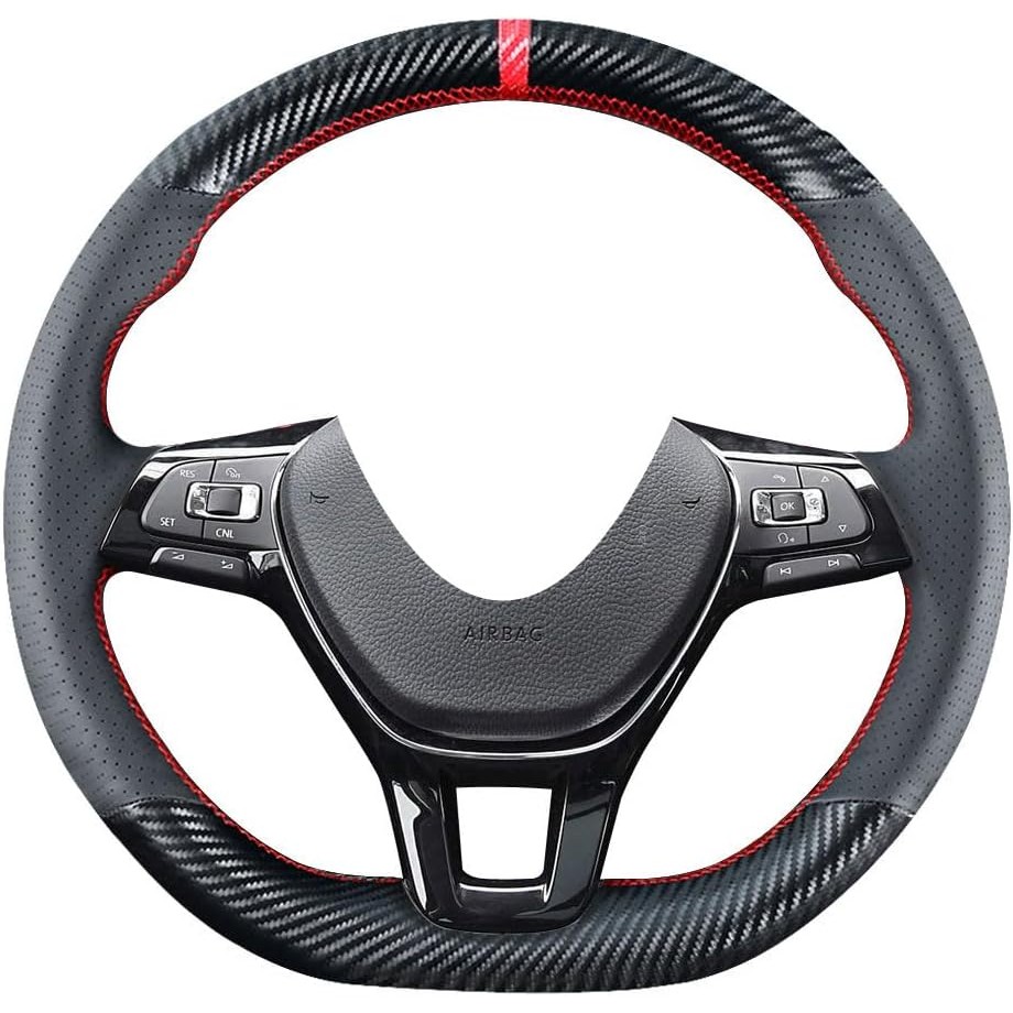 DIY เย็บคาร์บอนไฟเบอร์พวงมาลัยสําหรับ Volkswagen VW Arteon Atlas Jetta Passat e-Golf Golf Sportwagen