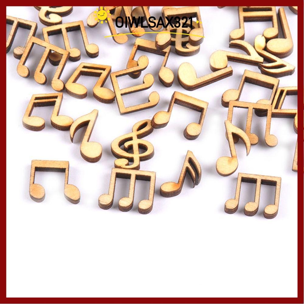 OIWLSAX321 100 ชิ้นเพลงบันทึกไม้ศิลปะยังไม่เสร็จการ์ดทําสมุด