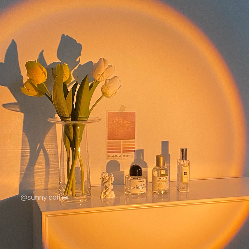 Ins Influencer Sunset Light Rainbow Sunset Projection Light ห้องนอน Night Light Sunset Light ภาพถ่าย