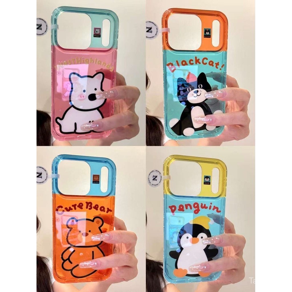 เคสโทรศัพท์เหมาะสําหรับiPhone 7 8 X XS XR XSMAX 11 12 13 14 15 16 17 Pro max Plus Airการ์ตูนJelly Little Black Cat West Highland Penguin Shock-Resistantกันกระแทกเคสรวมทุกอย่าง VIIH