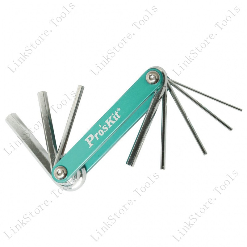 Pro'sKit/HW-221M ชุดประแจพับได้/ชุดกุญแจหกเหลี่ยมอลูมิเนียมอัลลอย/(8กลุ่มสาขา)แบบพับได้