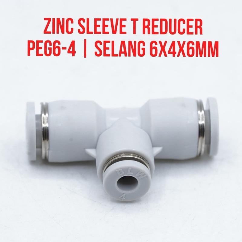 PEG6-4 MPEG 6-4 PNEUMATIC Connection Connector สังกะสีแขน Fitting T Tee ลดท่อ 6 มม.x 4 มม.x 6 มม.นิว