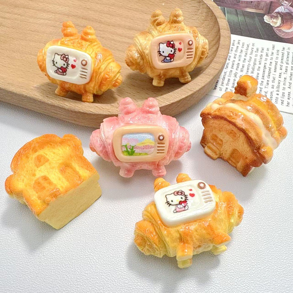 5PCS Bread House TV อาหารเรซิ่น Charms สําหรับ DIY (14-5)