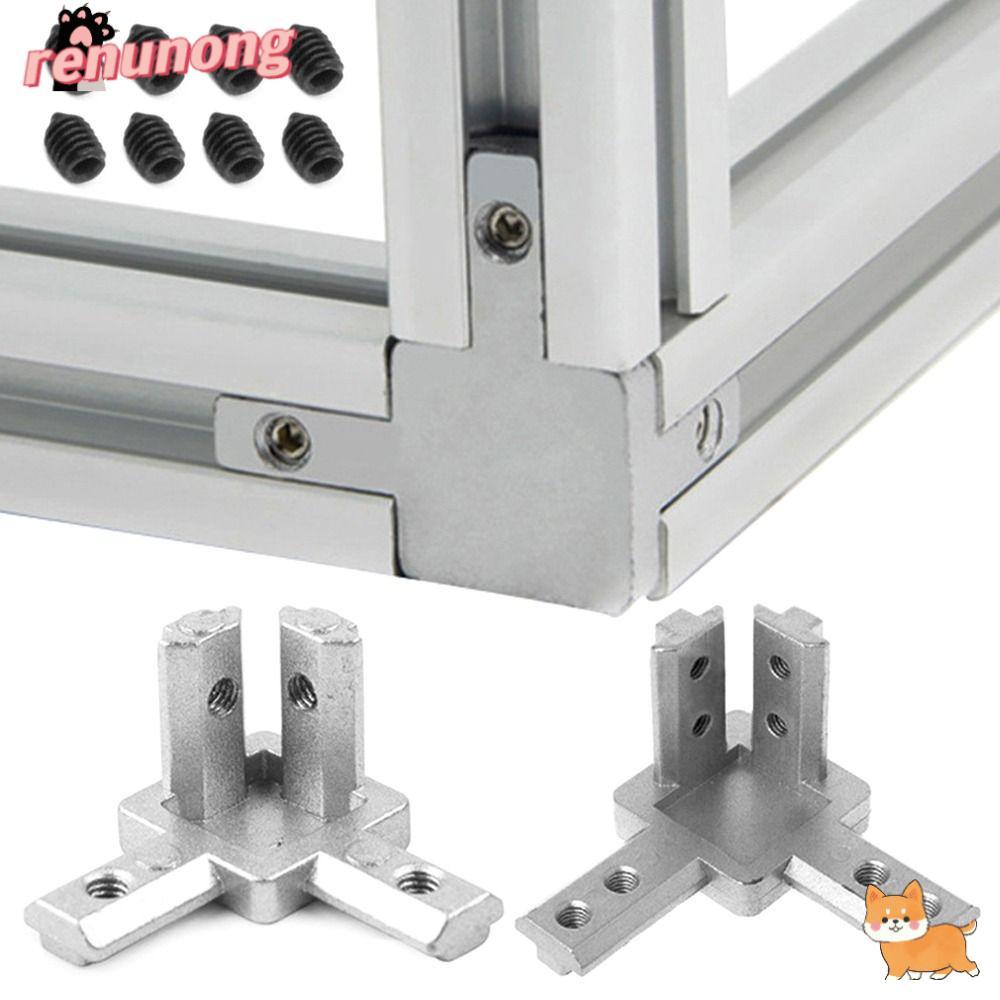 RENUNONG Bracket Connector 2020 3030 4040 Series Slot อลูมิเนียม Extrusion Profile Silver 3-Way