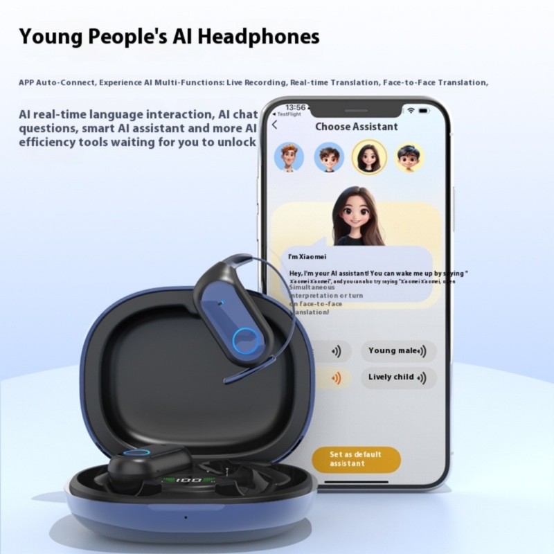 Moon AI Translator Earbuds หูฟังที่รองรับบลูทูธ เสียงใส