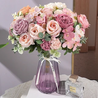 ดอกไม้ปลอม 7 ดอก 3 สี DIY ช่อดอกโบตั๋น ดอกไม้ประดิษฐ์ สําหรับตกแต่งบ้าน งานแต่งงาน