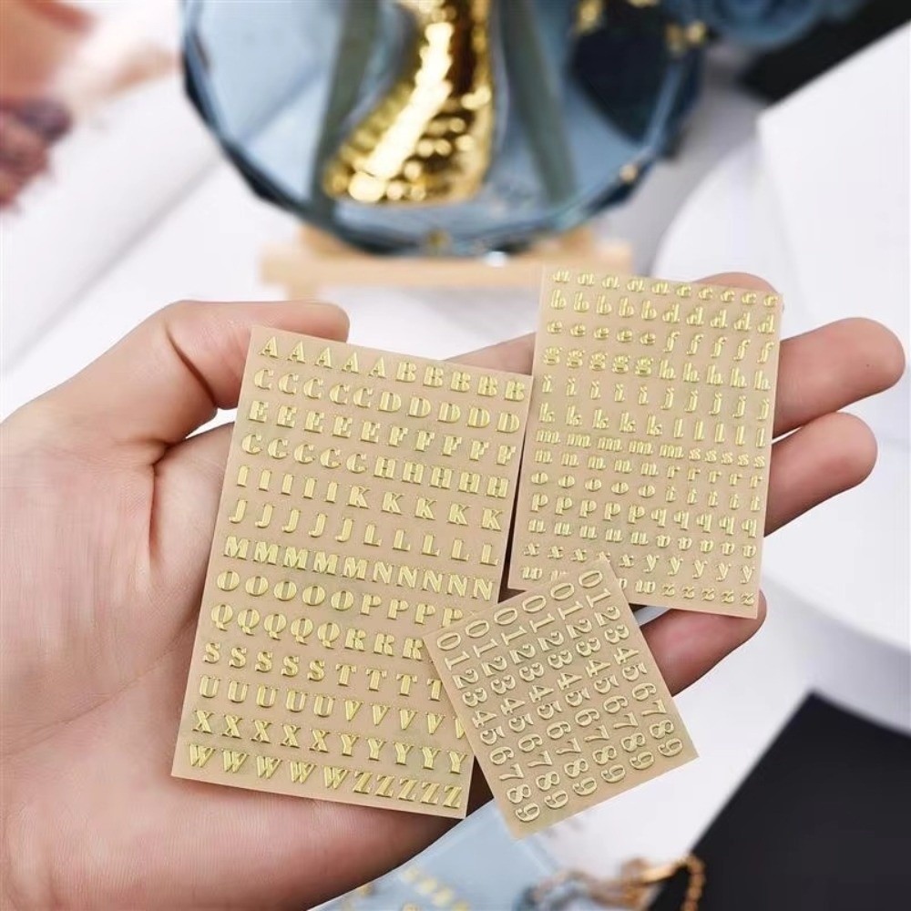 BLLISS 1PC อีพ็อกซี่เรซิ่นสติกเกอร์ตกแต่ง,หนา 3 มม.ทอง Sliver อีพ็อกซี่บรรจุสติกเกอร์,อีพ็อกซี่เรซิ่นศิลปะโลหะทองแดง-นิกเกิลตัวอักษรสติกเกอร์การ์ดทํา - รูปที่ 3