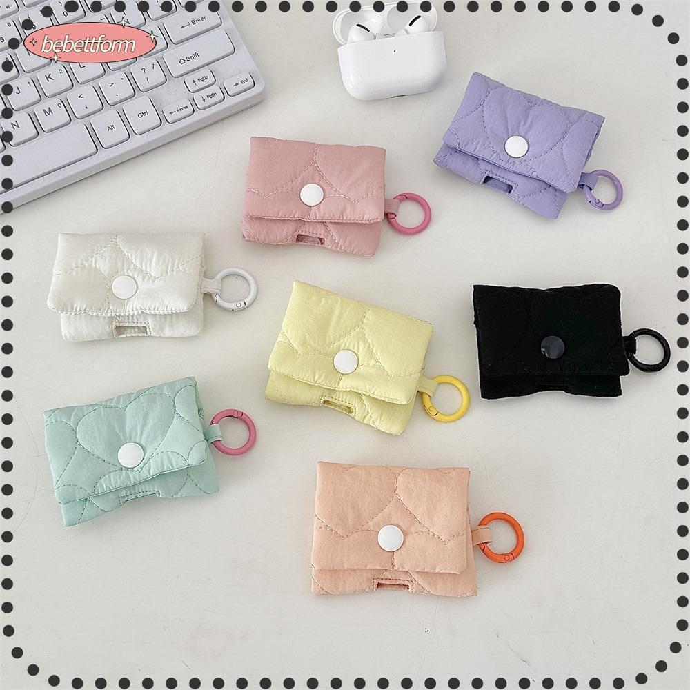 BEBETT กระเป๋าใส่หูฟัง ซูซานตร.ม ผ้านุ่มพร้อมหูฟังแบบหัวเข็มขัดกระเป๋าใส่เหรียญสายดาต้าน้ําหนักเบาแบบพกพาสําหรับ แอร์พอด