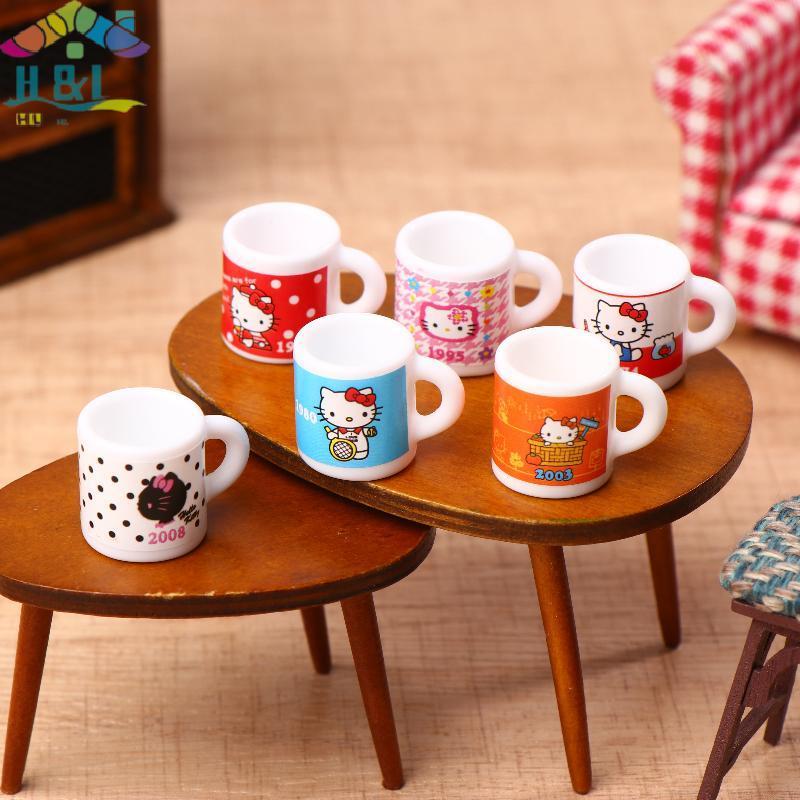 H&L Oct 10 ชิ้นตุ๊กตาจําลองมินิแก้วถ้วยน้ําตุ๊กตาเฟอร์นิเจอร์ตกแต่งตุ๊กตาเครื่องใช้ในบ้านแกล้งทําเป็