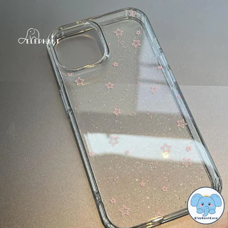 เคสไอโฟน11 15 สำหรับIPhone 15 16 17 12 13 11 14 Pro Max XR X XS 7 8 15 14 Plus เคสใสลายดาวแวววาวสุดเทรนด์