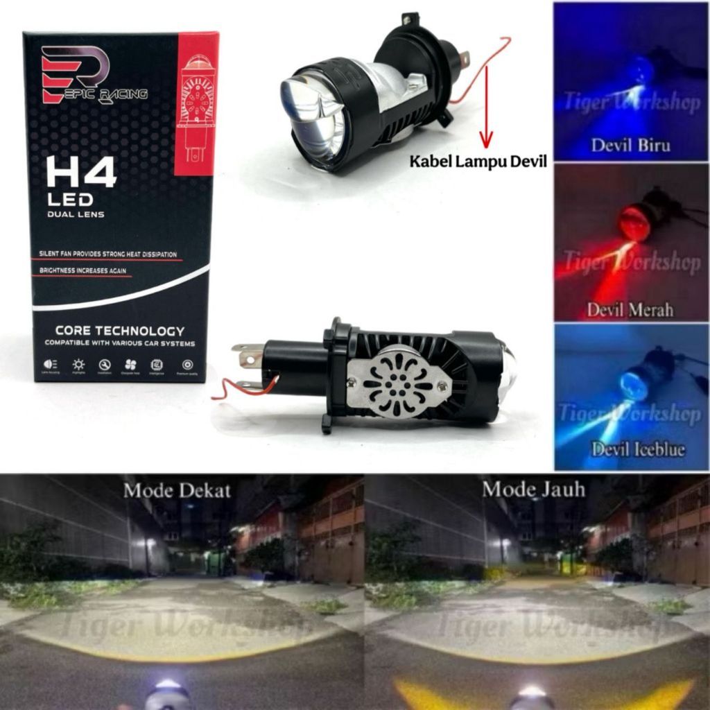 LM38WS ไฟหน้า LED พรีเมี่ยม H4 Original Epic Racing ZE5/ZE5 Pro High Low AC DC Plus พัดลมระบายความร้