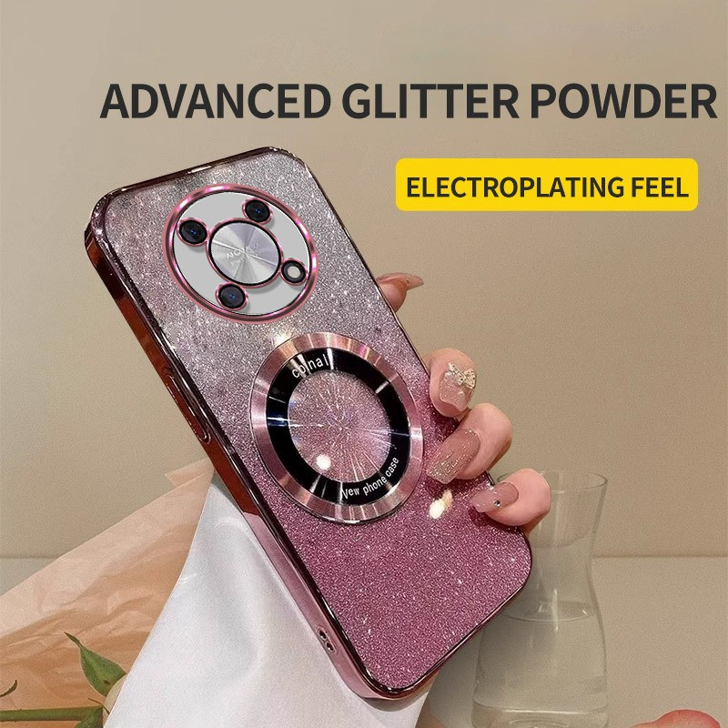สําหรับ Huawei Nova Y91 Y90 Y72 Y71 Y70 Y62 Plus Y61 Glitter เคสโทรศัพท์แม่เหล็กดูดขอบนุ่มปลอก