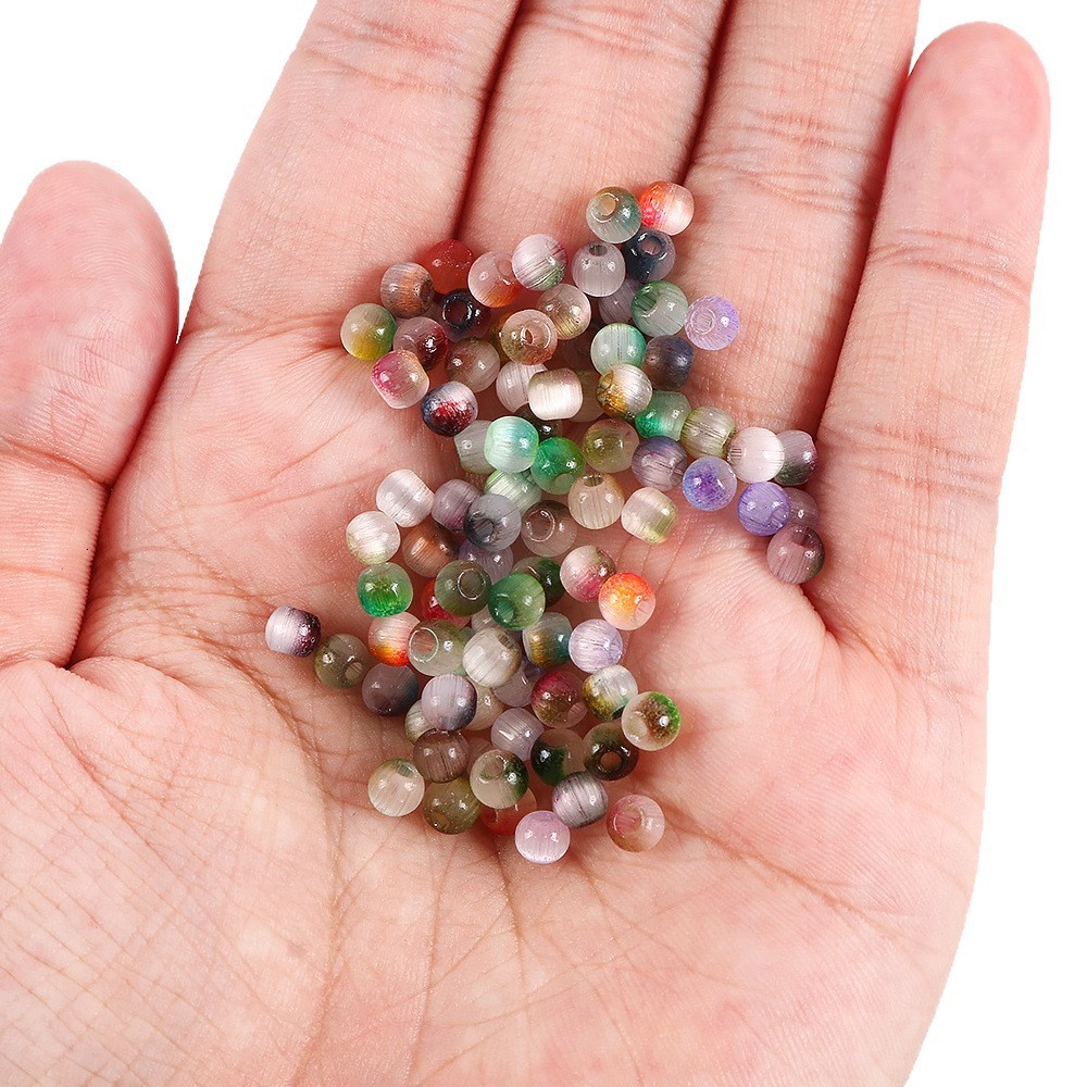 ลูกปัดแก้วตาแมวสีคู่ ขนาด 4 มม., อุปกรณ์สำหรับทำสร้อยข้อมือและต่างหู DIY - รูปที่ 3