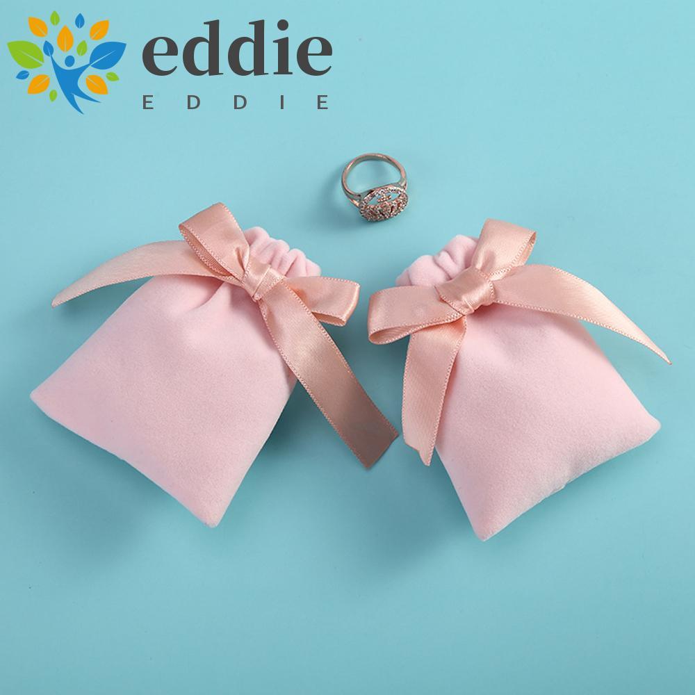 EDIE กระเป๋ากํามะหยี่ต่างหูจัดเก็บประณีตโบว์ผ้าพันแผลบรรจุภัณฑ์ของขวัญ