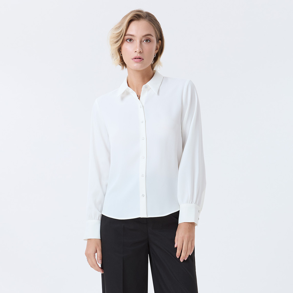 ESPADA เสื้อเชิ้ตแขนยาว ผู้หญิง สีออฟไวท์ | Long-Sleeve Shirt | 01123