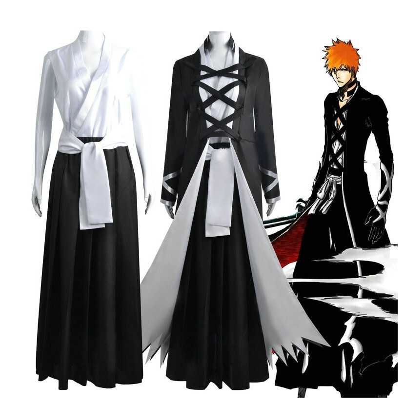 Kurosaki Ichigo Death Themed Cosplay Outfit - Full Set with Cloak | Perfect for Halloween