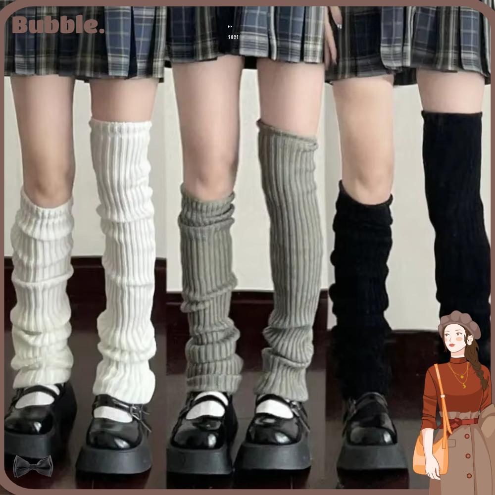 BUBBLE Tights กันหนาว สีขาวและดำ แบบ Krochet Lolita ไซส์ 42/52/72 ซม. เสริมความอบอุ่นในฤดูหนาว