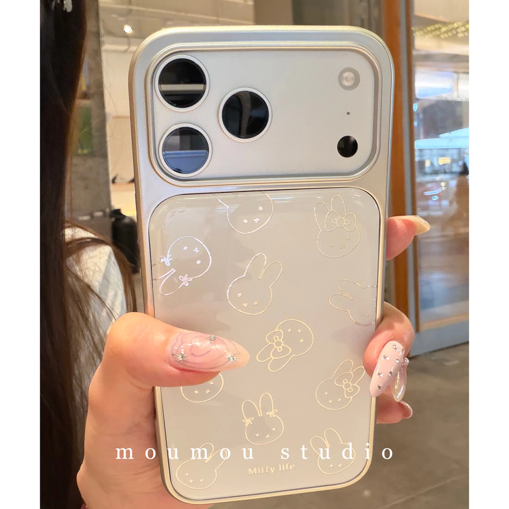Huiwanju electroplated Epoxy Rabbit น่ารักเหมาะสําหรับ iPhone17ProMax เคสโทรศัพท์มือถือเคสป้องกัน 16Pro/15.