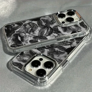เคสโทรศัพท์สําหรับIPhone 17 Pro Max 17 AirสําหรับIPhone 16 Pro Max 15 14 Plus 13 12 11 Pro Max X XR XS Max 7 8 Plus SEสีดําLipพิมพ์โปร่งใสนุ่ม