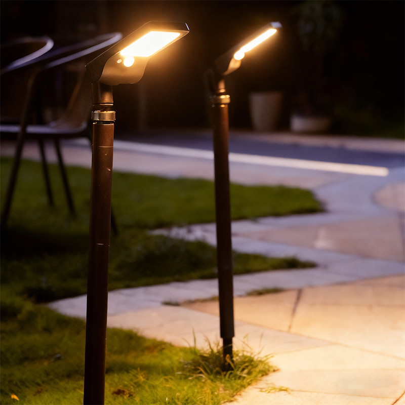 โคมไฟสนามโซล่าเซลล์ LED ส่องสว่างอัตโนมัติ แสงขาว เหลือง ปรับได้ สำหรับสวนและต้นไม้ กันน้ำ - รูปที่ 6