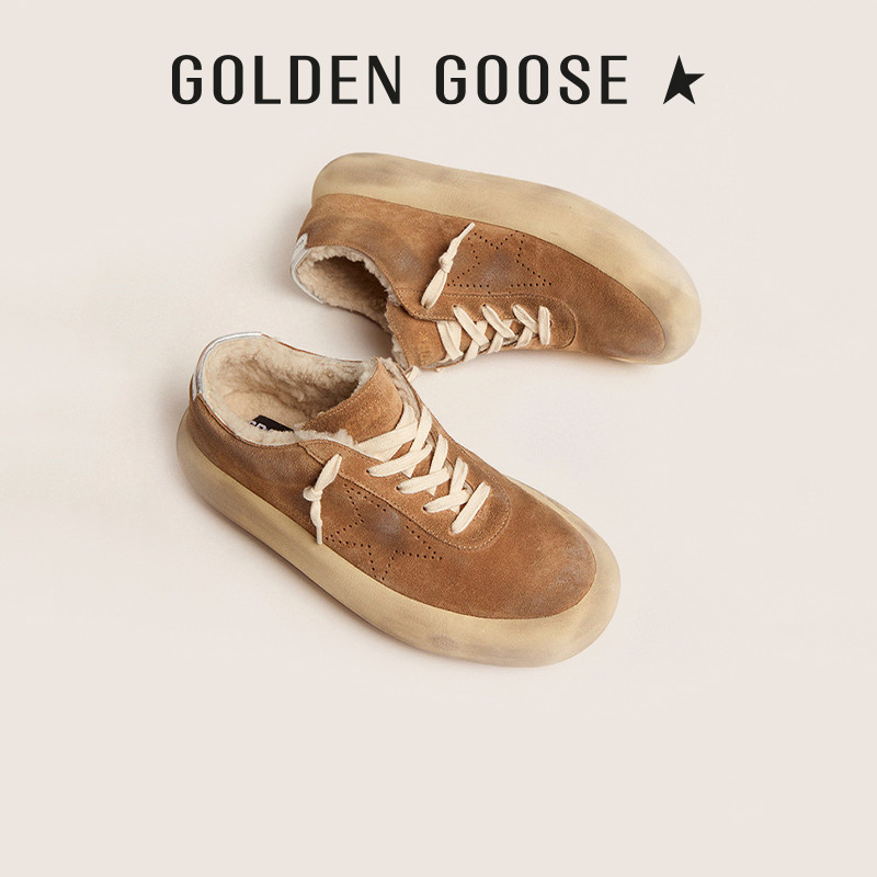 Golden Goose Mens Womens Shoes Space-Star Dirty Shoes Plush Silver Tail หนาSoled Low-Top Casual Shoe