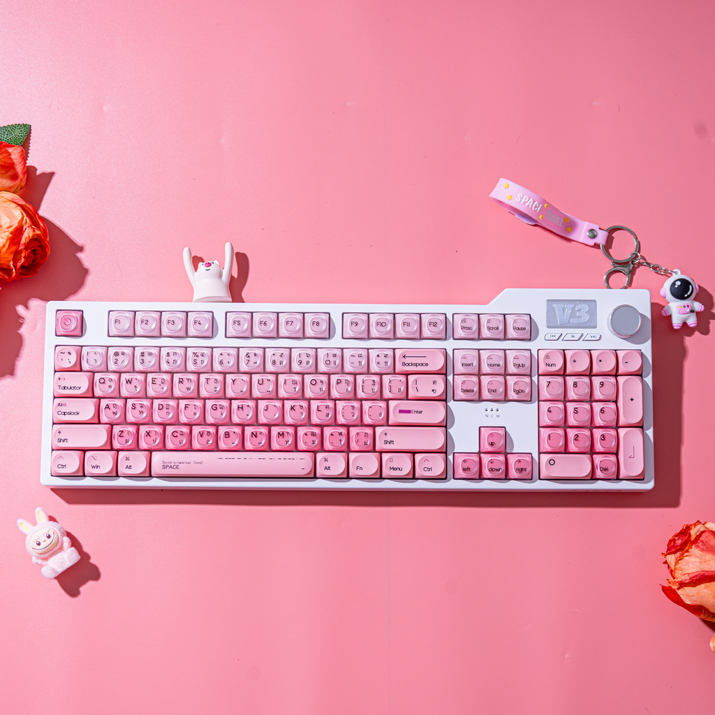 Ajazz AK35i V3 คีย์บอร์ดแบบมีสายไทย 104 คีย์พร้อมลูกบิดห้าชั้นลดเสียงรบกวนสําหรับเล่นเกม Esports และ