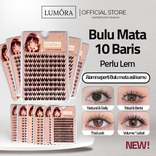 LUMORA | BULU MATA PALSU 10-12mm Length 10 BARIS Trilogy Bulu Mata Palus 3D Natural bulmat eyelash extension Perlu Lem Lentik Mlen (tidak termasuk lem)