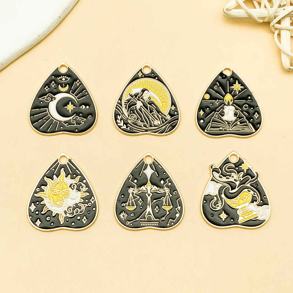 จี้พวงกุญแจสไตล์ Water Drop Love, Tarot Sun Moon Death พร้อมอุปกรณ์ DIY เพื่อทำเอง