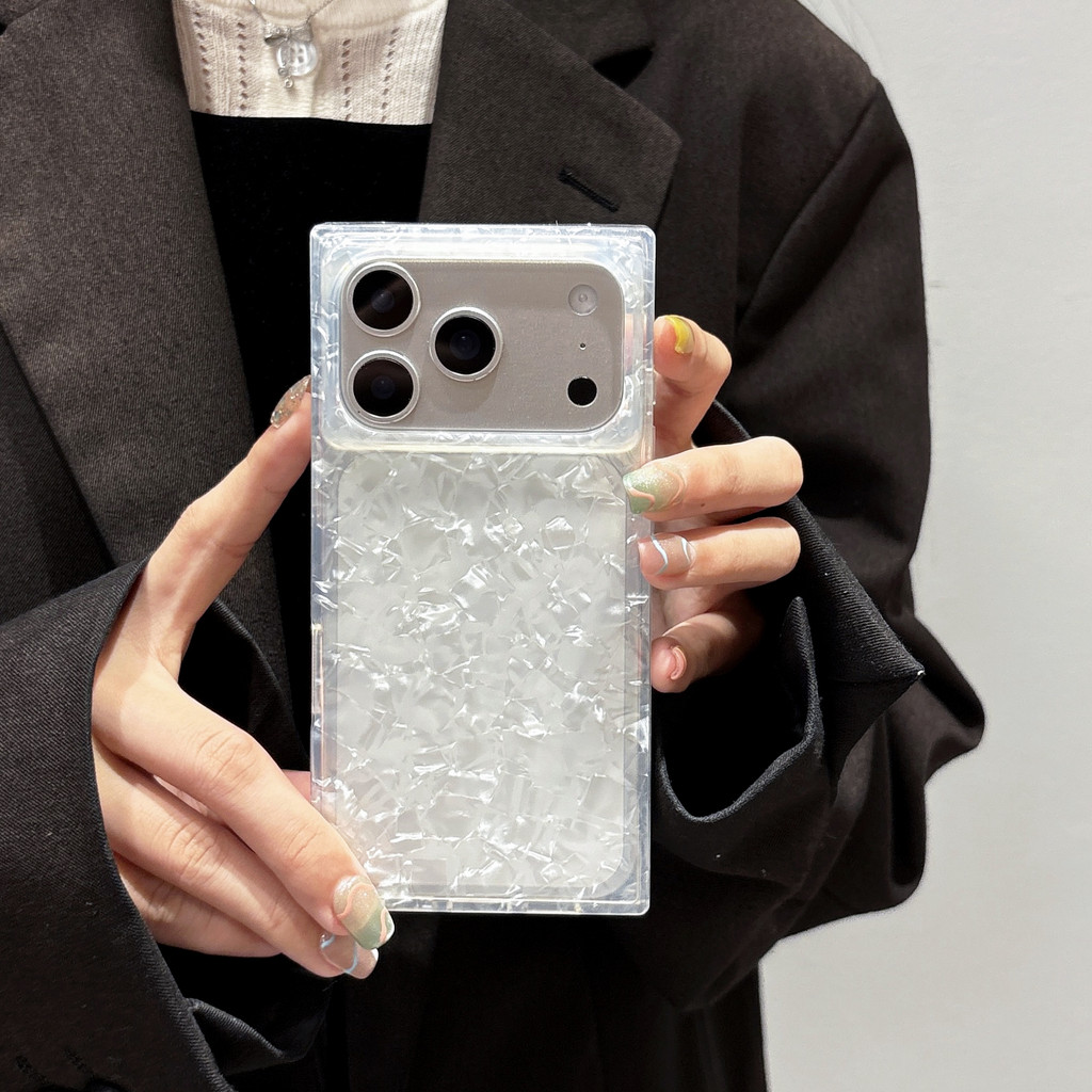 เคสโทรศัพท์ลายเปลือกหอยสีสันสดใสทรงสี่เหลี่ยมสําหรับ ไอโฟน 17 16 15 14 13 มือโปร สูงสุด ขอบตรงเคสป้องกัน