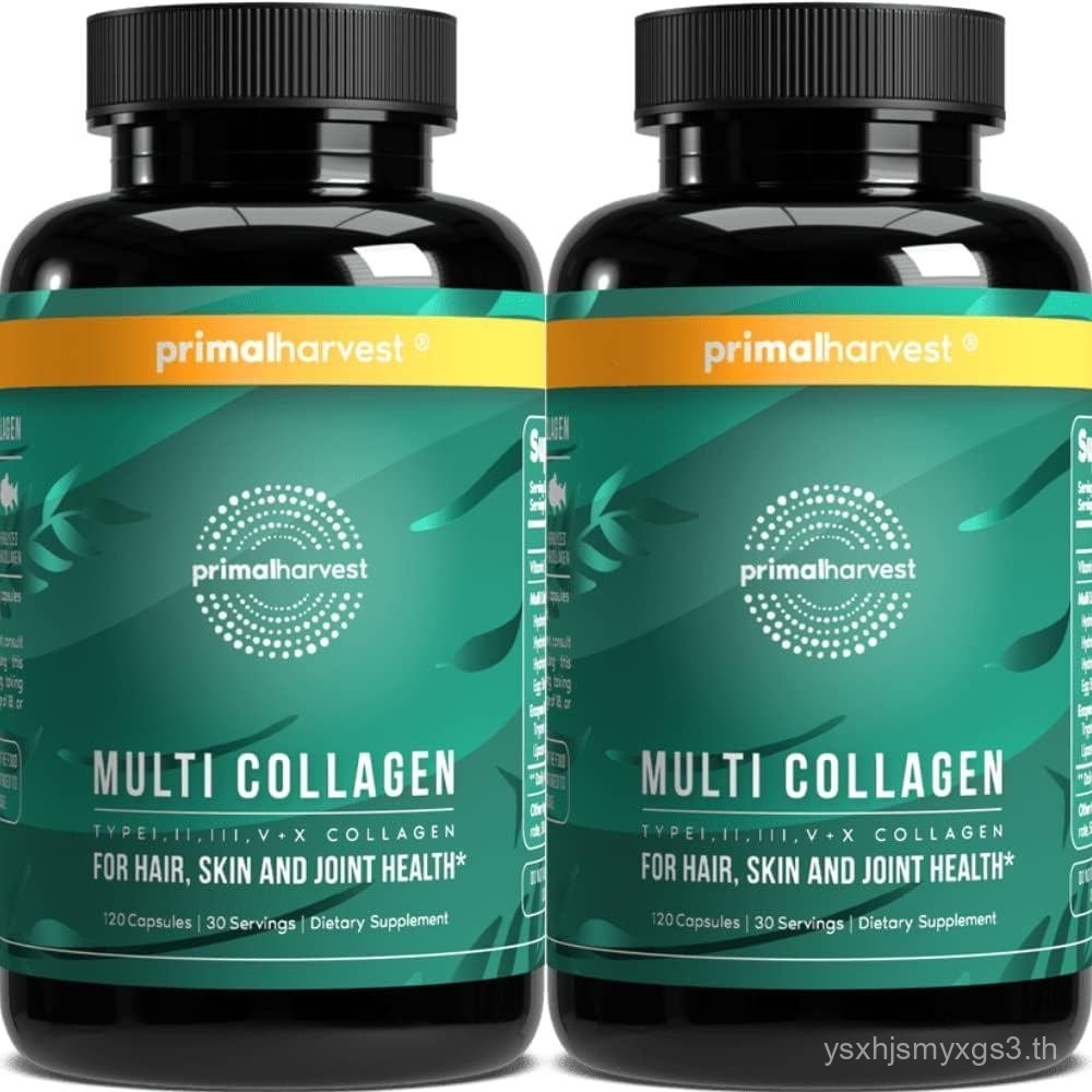 Primal Harvest 2 Pack, Multi Collagen Pills สําหรับผู้หญิงและผู้ชาย (Type I, II, III, V, X) อาหารเสร