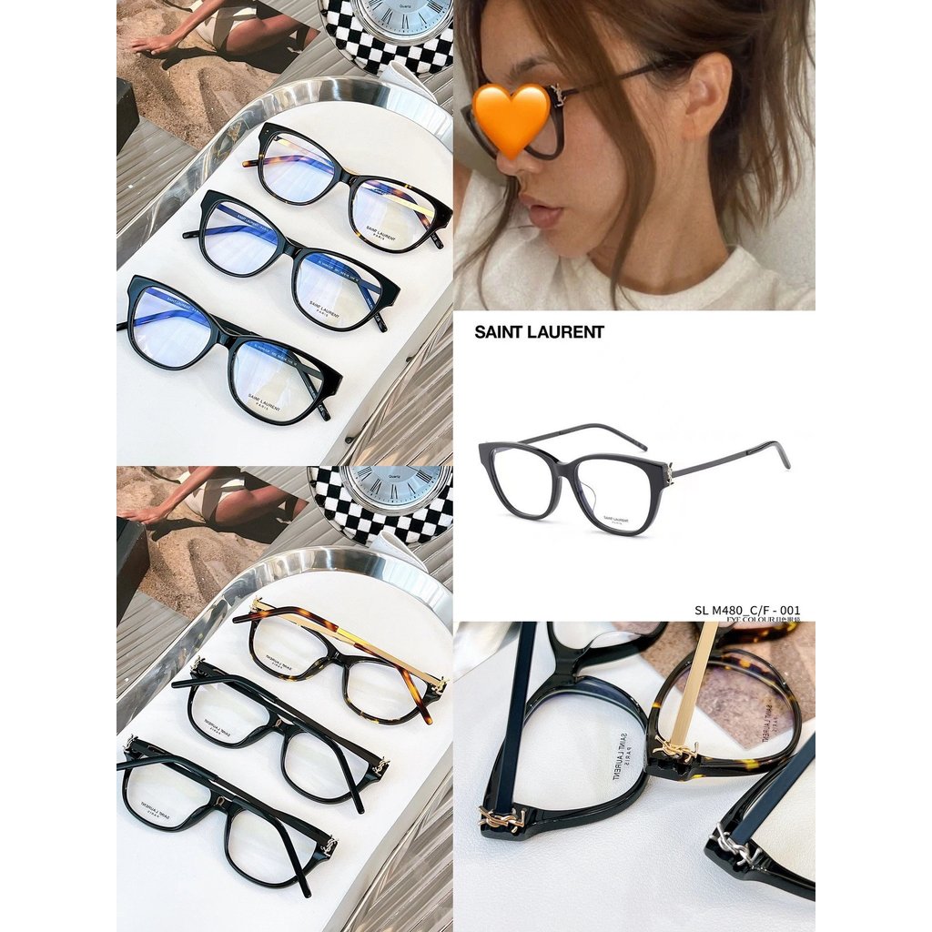 กรอบแว่นตาทรงกลม YSL Saint Lo Family สำหรับทั้งผู้หญิงและผู้ชาย แบบใส่เลนส์ได้ มีโลโก้ขนาดเล็กที่ฝาค