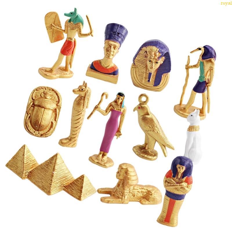 (ส่วนลดสูง)oyalking.th Pack of 12 Egyptian Toy Featuring Pyramid Mummy Sphix Model for Kids and Coll