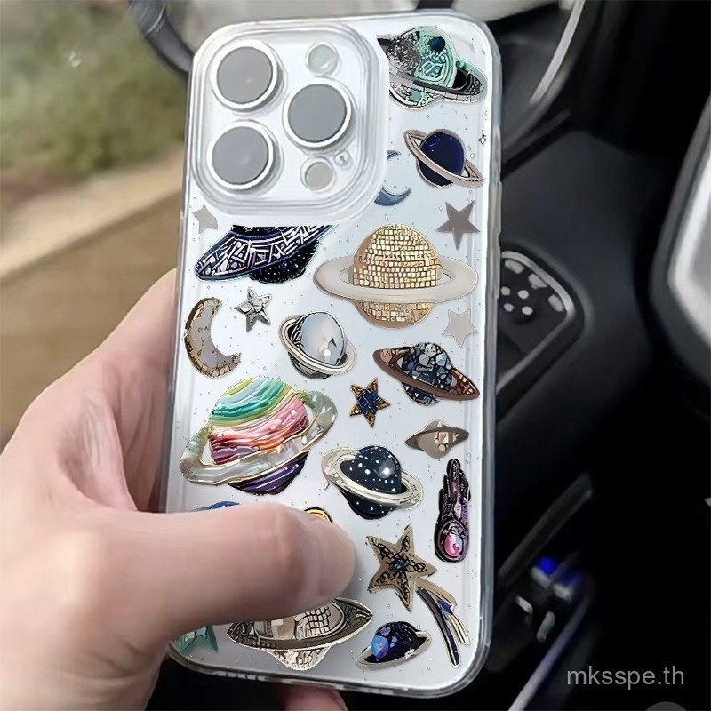 เคสโทรศัพท์ใหม่ Fun Star Diamond Planet Retro เหมาะสําหรับ iPhone 11promax ip 11 12 13 14 promax 15p