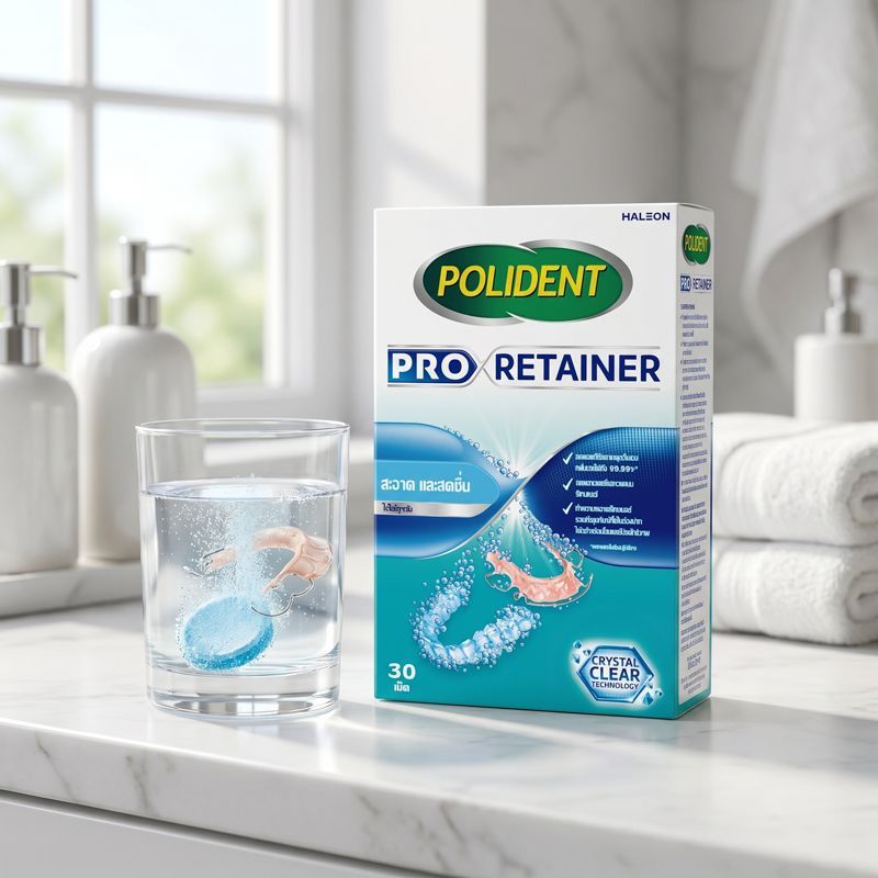 โพลิเดนท์ โปร รีเทนเนอร์ POLIDENT PRO RETAINER 30 Tablets  30 เม็ด เม็ดฟู่ทำความสะอาดรีเทนเนอร์