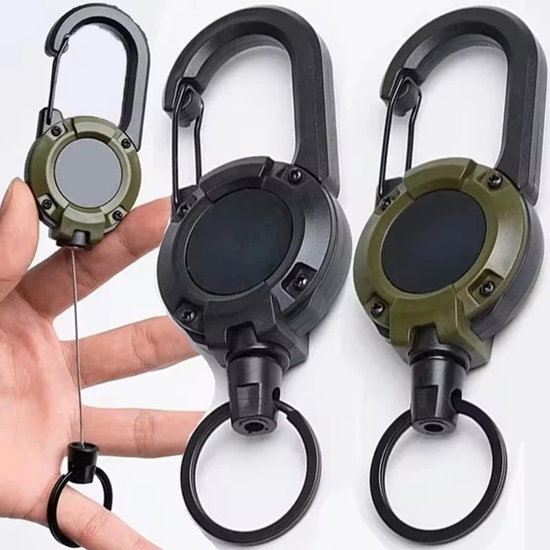 Heavy Duty Retractable Badge Reel Anti-theft โลหะ Easy-to-pull Buckle เชือกยืดหยุ่นพวงกุญแจ Sporty Retractable Key แหวนเครื่องมือ