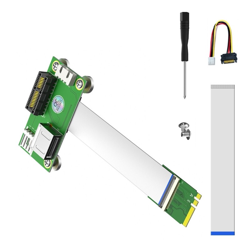 Zzz M 2 A + E Key to PCIe Extension Kit แบนริบบิ้นสายชุดบอร์ดสําหรับคอมพิวเตอร์สล็อตแปลงสถานีซ่อม Te