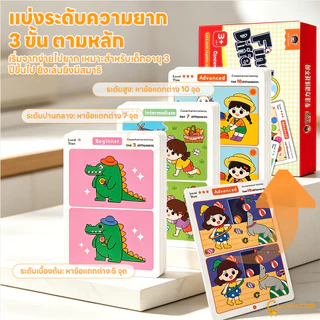 LAKOE การ์ดหาความแตกต่าง ปริศนาของเล่นอนุบาล เขียนซ้ำได้ เกมฝึกสมาธิ ลบได้ เกมหาจุดแตกต่าง