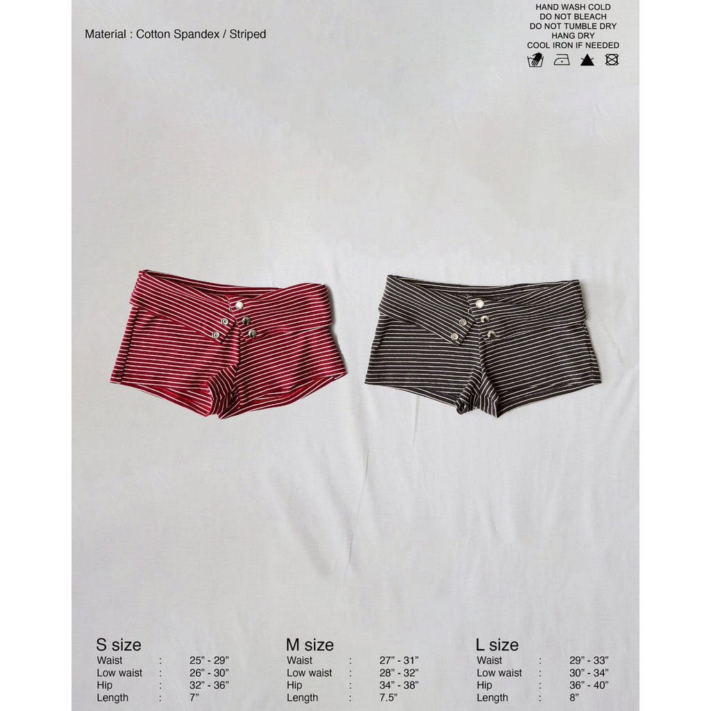 Piccoro - Mellow Striped Shorts กางเกงขาสั้นเอวต่ำพับขอบ