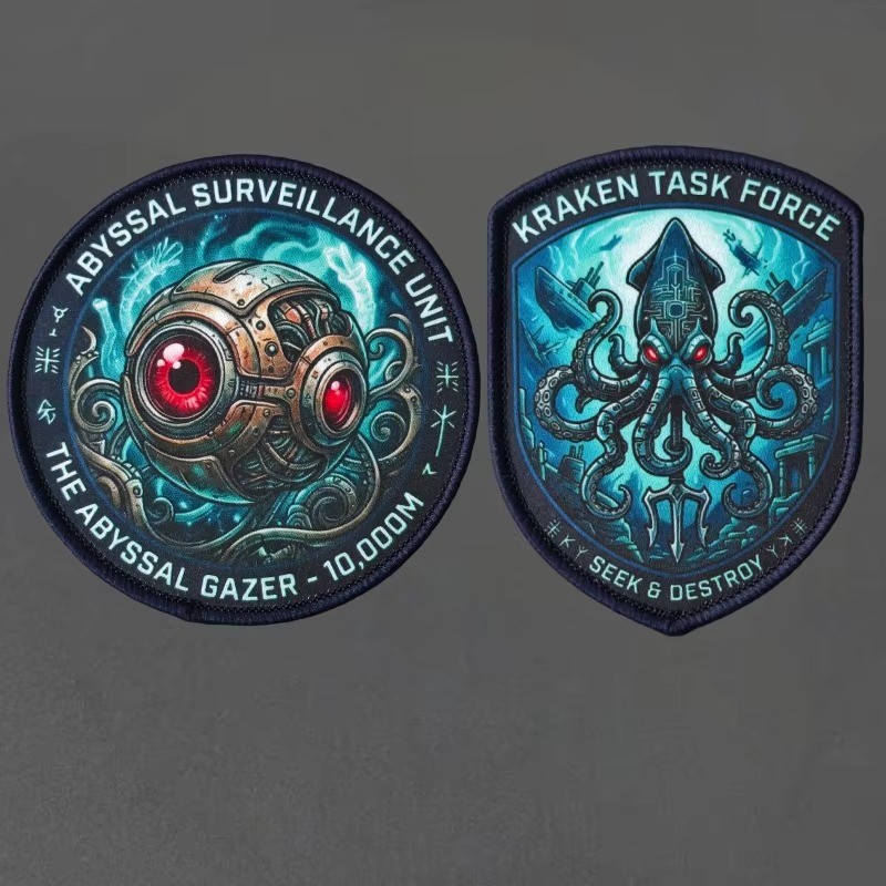 Kraken Task Force Octopus Printing Patch เสื้อกั๊กยุทธวิธี Hook และ Loop Morale Badge กระเป๋าเป้สะพา