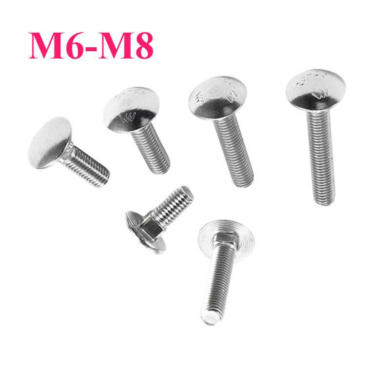 สกรู น็อต หัวกลม คอเหลี่ยม /ชุบสังกะสี/ Cup Head Square Neck Bolt/ Zinc Plated/M6-M8【SY8】