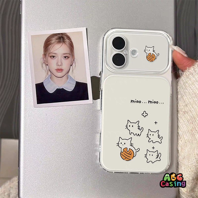 เคสลายเส้นขอบลูกแมวสีขาวเรียบง่าย เข้ากับ iPhone 17 15 16 13 14 12 11 Pro Max 15 16 14 Plus Air 16 13 Pro วัสดุ TPU