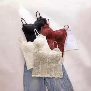 LB บราลูกไม้สายเดี่ยว สายปรับได้ เสริมทรงมีบราในตัว เก็บอก แต่งลุคสวยเซ็กซี่ทุกวัน