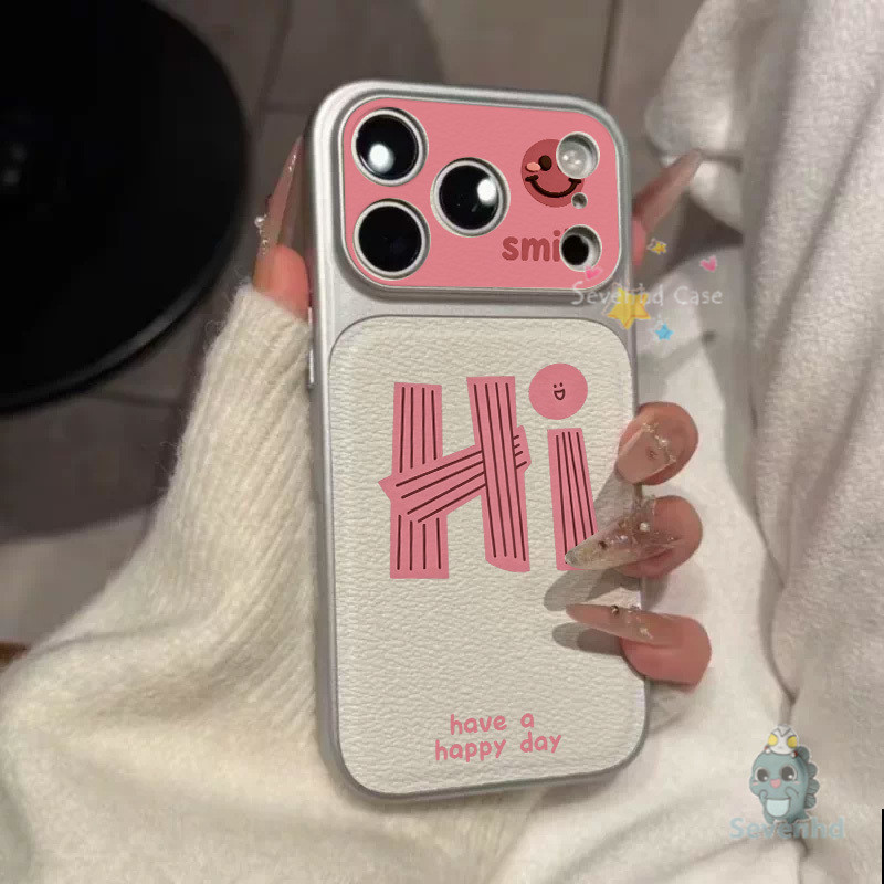 สําหรับ iPone 17 16 15 14 13 12 11 Pro Max X Xs Xr Max น่ารัก Hi Typography ลิ้นจี่-เนื้อเคสโทรศัพท์