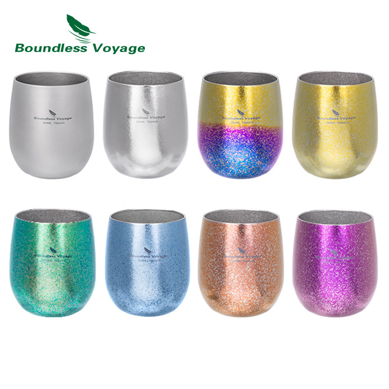 Boundless Voyage Titanium Cup แก้วน้ํากาแฟติดผนังคู่สําหรับตั้งแคมป์ เดินป่า กลางแจ้ง บ้าน ใช้ในบ้าน ออฟฟิศ ti-3084D