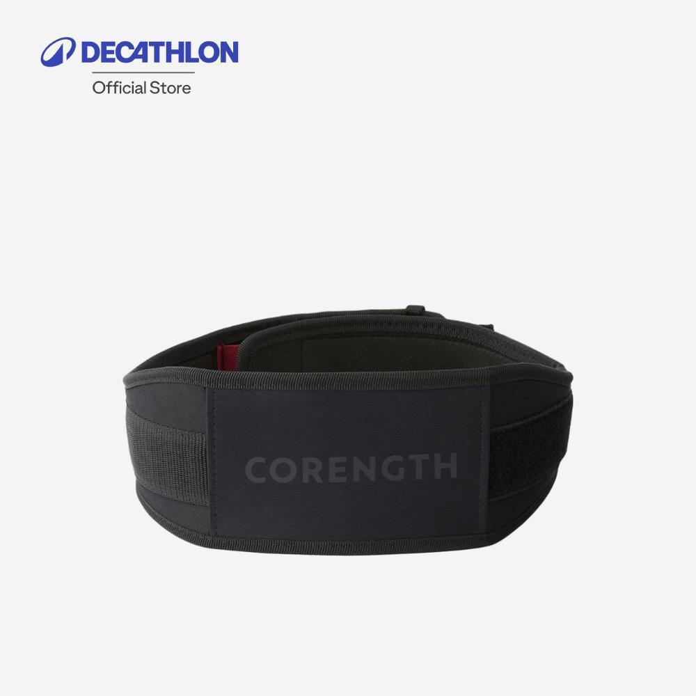 Decathlon Weight Training Belt With Dual Nylon Closure เข็มขัดฝึกเวทเทรนนิ่งพร้อมตัวล็อกไนลอนคู่ - Black