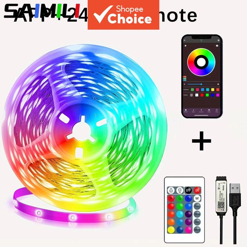 RGB LED Strip Light APP เพลง Sync เทปยืดหยุ่น 1M 2M 3M สําหรับห้องนอน TV Backlight Gaming Room Decor