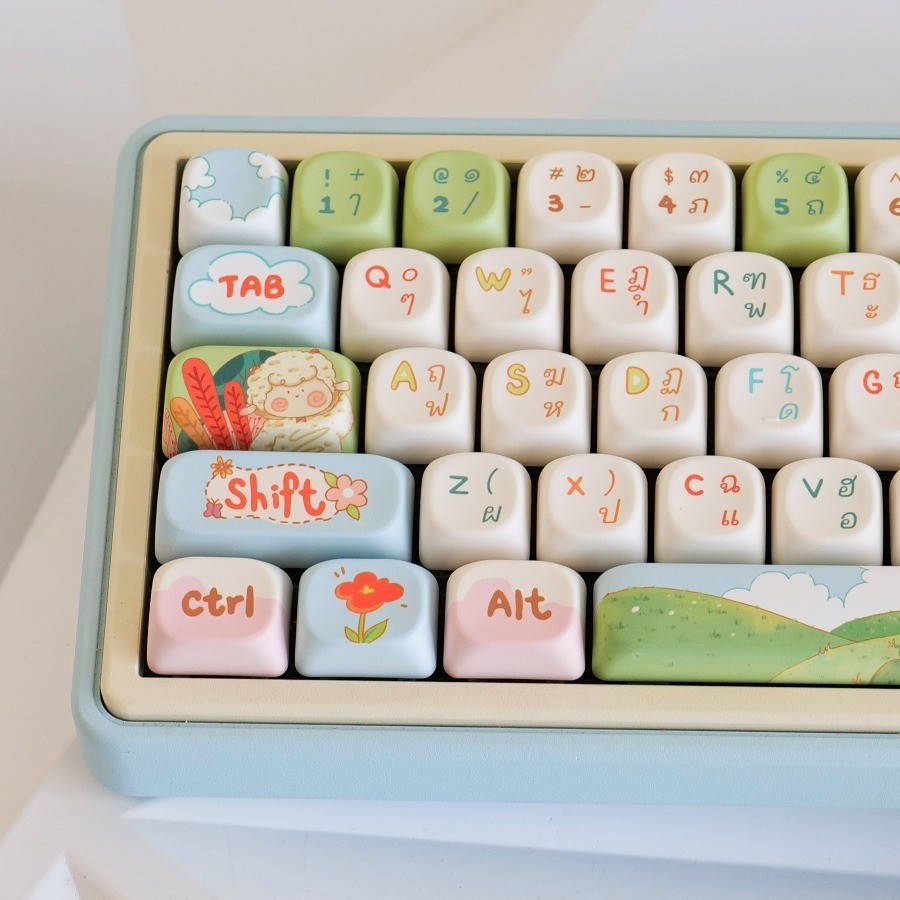 แป้นพิมพ์ธีมแกะ keycaps ภาษาไทย MOA Profile PBT SUB DYE น่ารัก
