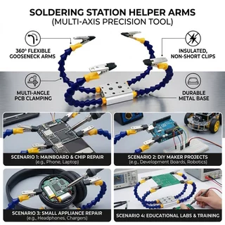 แท่นช่วยจับ PCB 4/6 แขน คลิปปากจระเข้พร้อมแขนปรับรูปทรง ช่วยยึดบอร์ดและสายไฟ สำหรับงานบัดกรีและซ่อมอุปกรณ์